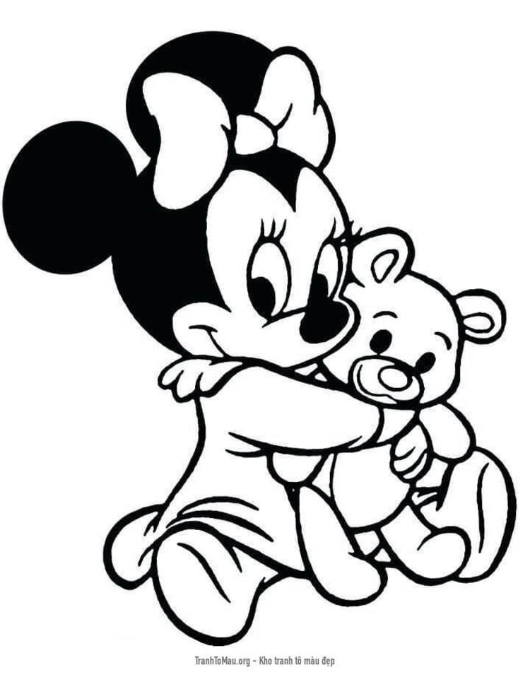 Tải tranh tô màu Minnie và Gấu Bông