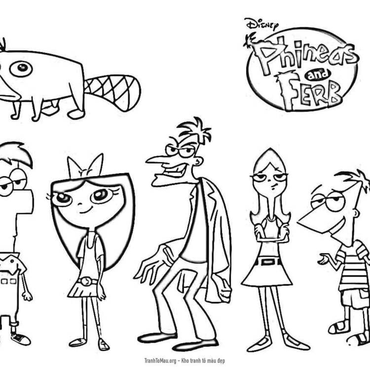 Tải tranh tô màu Nhân Vật trong phim Phineas và Ferb