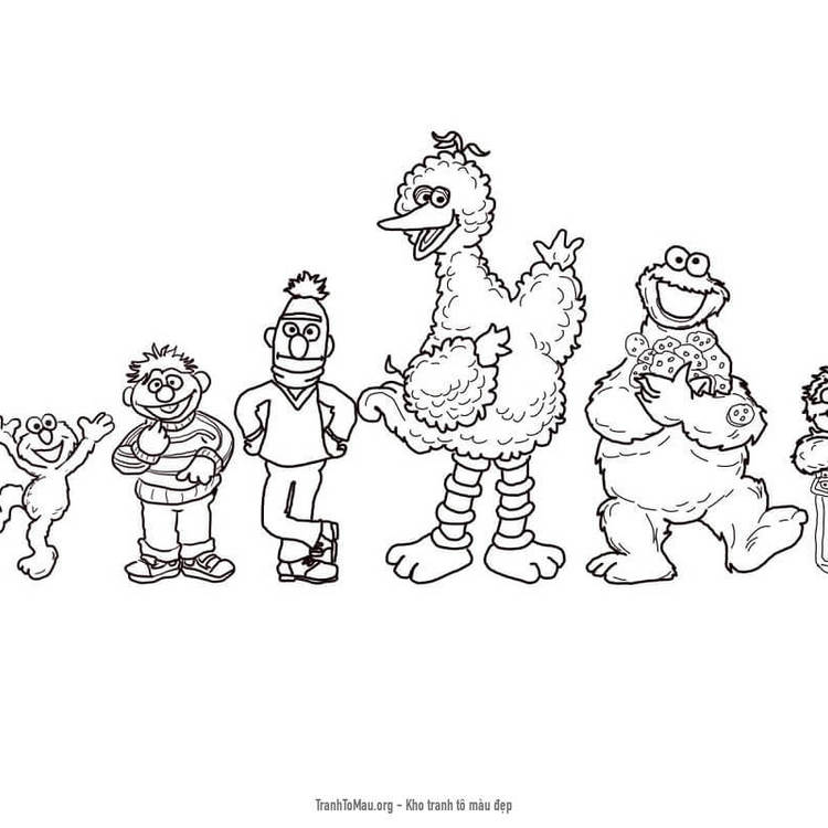 Tải tranh tô màu Những Nhân Vật trong Sesame Street