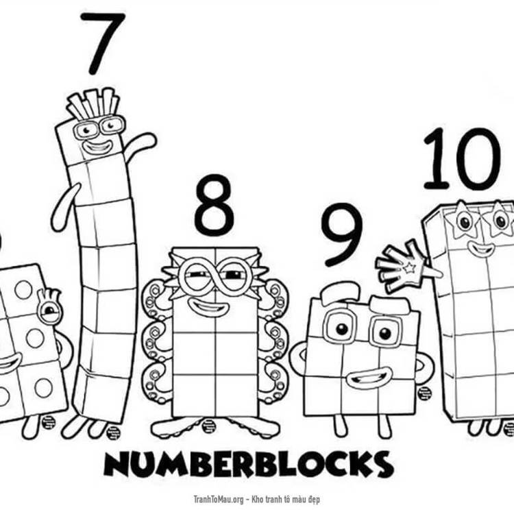 Tải tranh tô màu Number Block 6 Đến 10