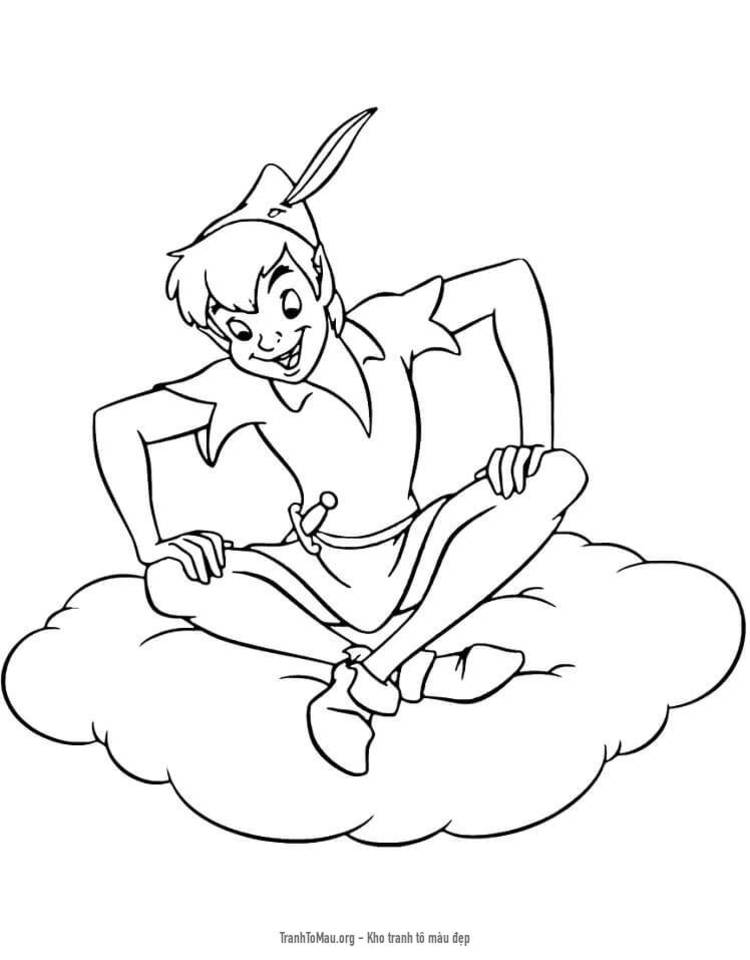 Tải tranh tô màu Peter Pan Ngồi Trên Đám Mây