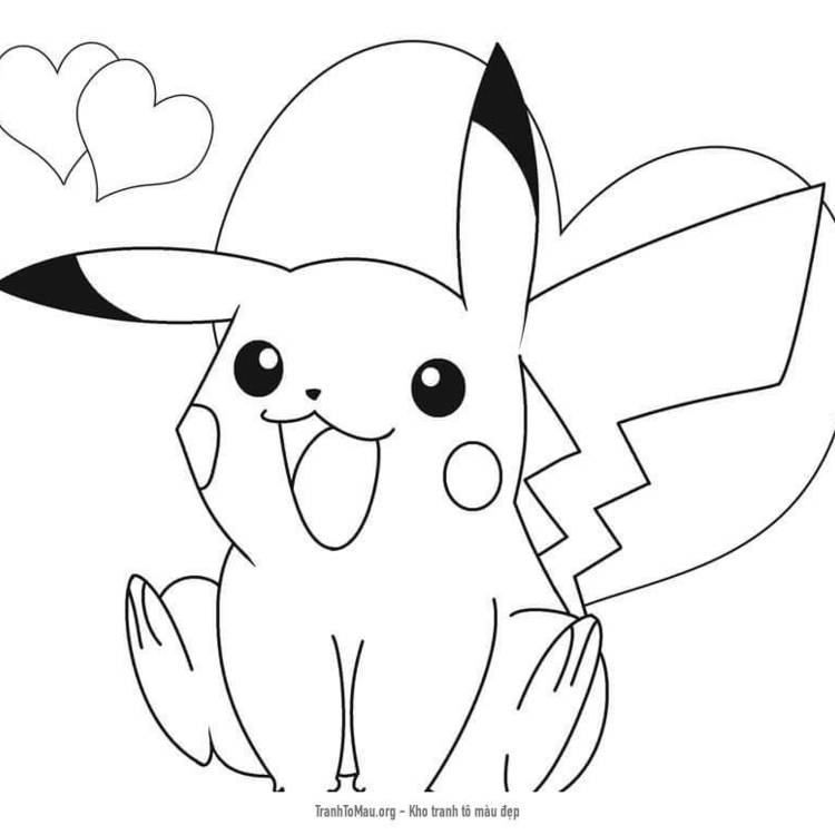 Tải tranh tô màu Pikachu Đáng Yêu