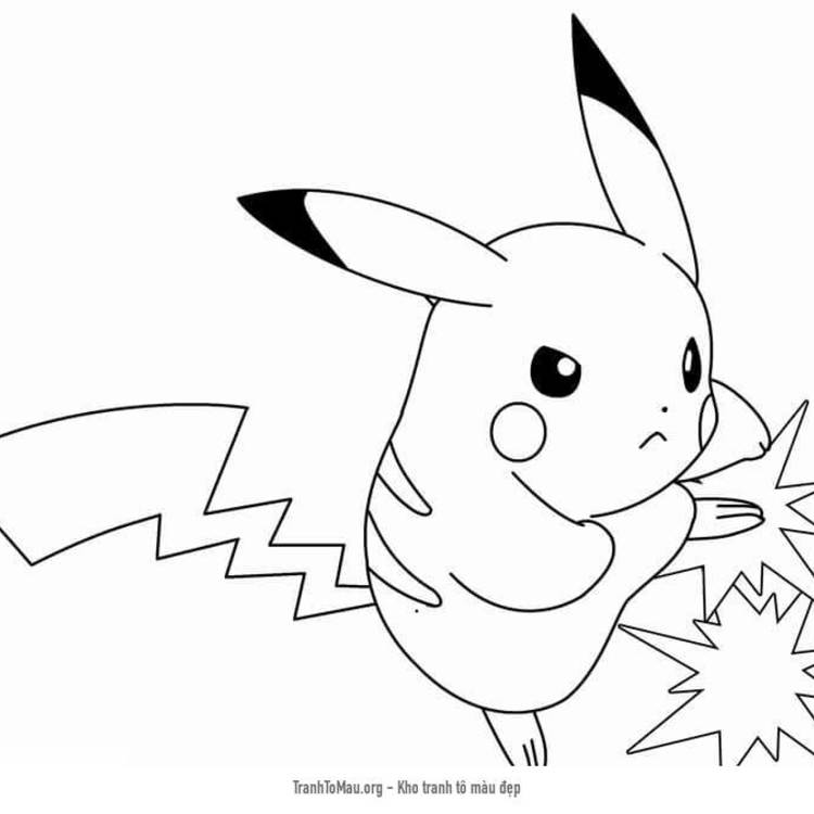 Tải tranh tô màu Pikachu Tức Giận
