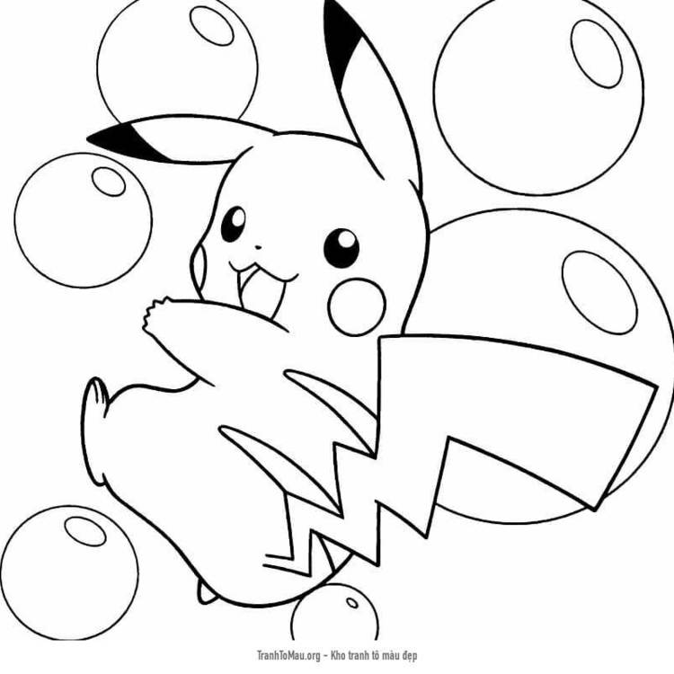 Tải tranh tô màu Pikachu Và Bong Bóng