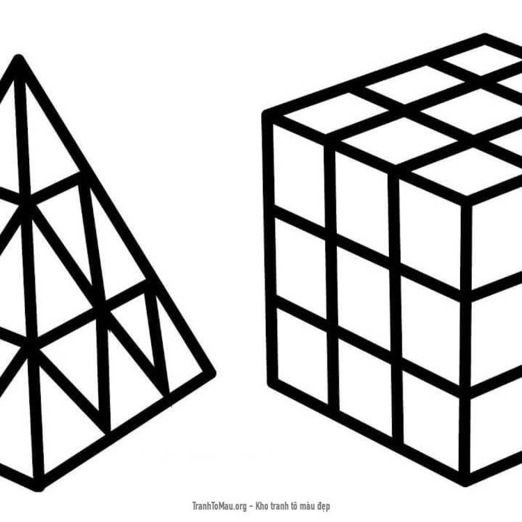 Tải tranh tô màu Rubik Tam Giác và Vuông