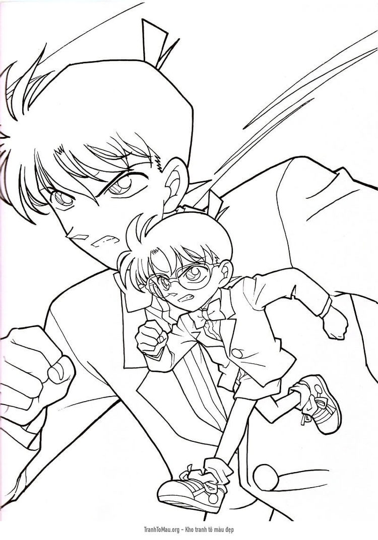 Tải tranh tô màu Shinichi và Conan
