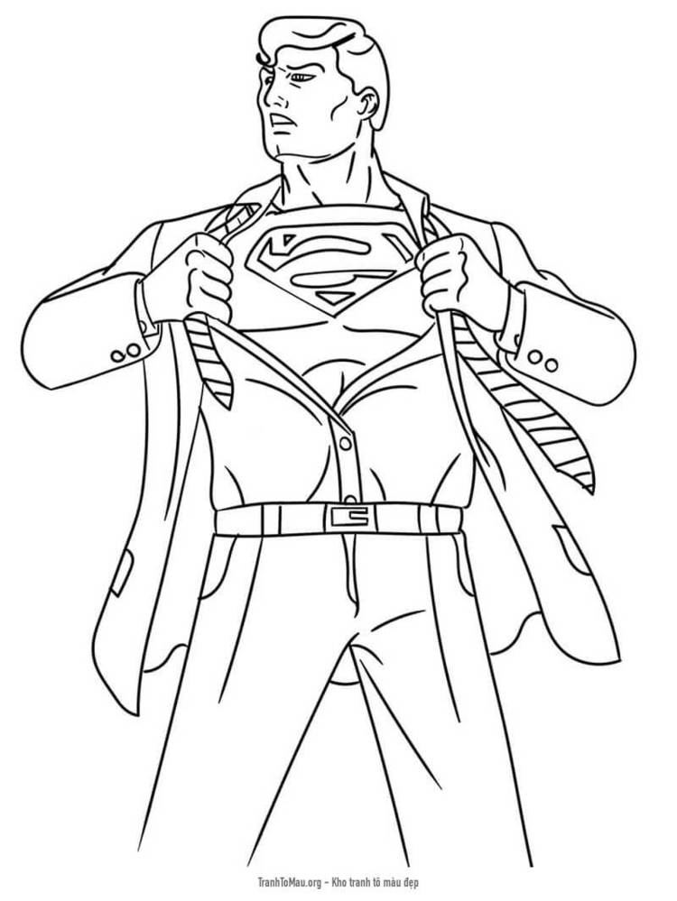 Tải tranh tô màu Siêu Nhân Superman Chuẩn Bị Hành Động