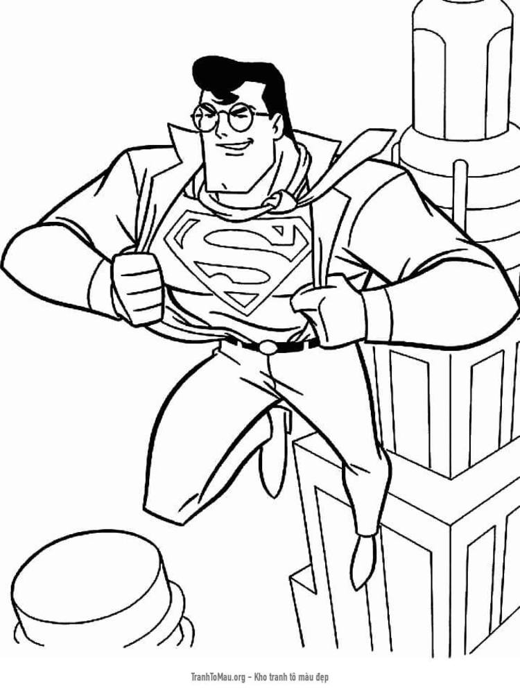 Tải tranh tô màu Siêu Nhân Superman Hành Động