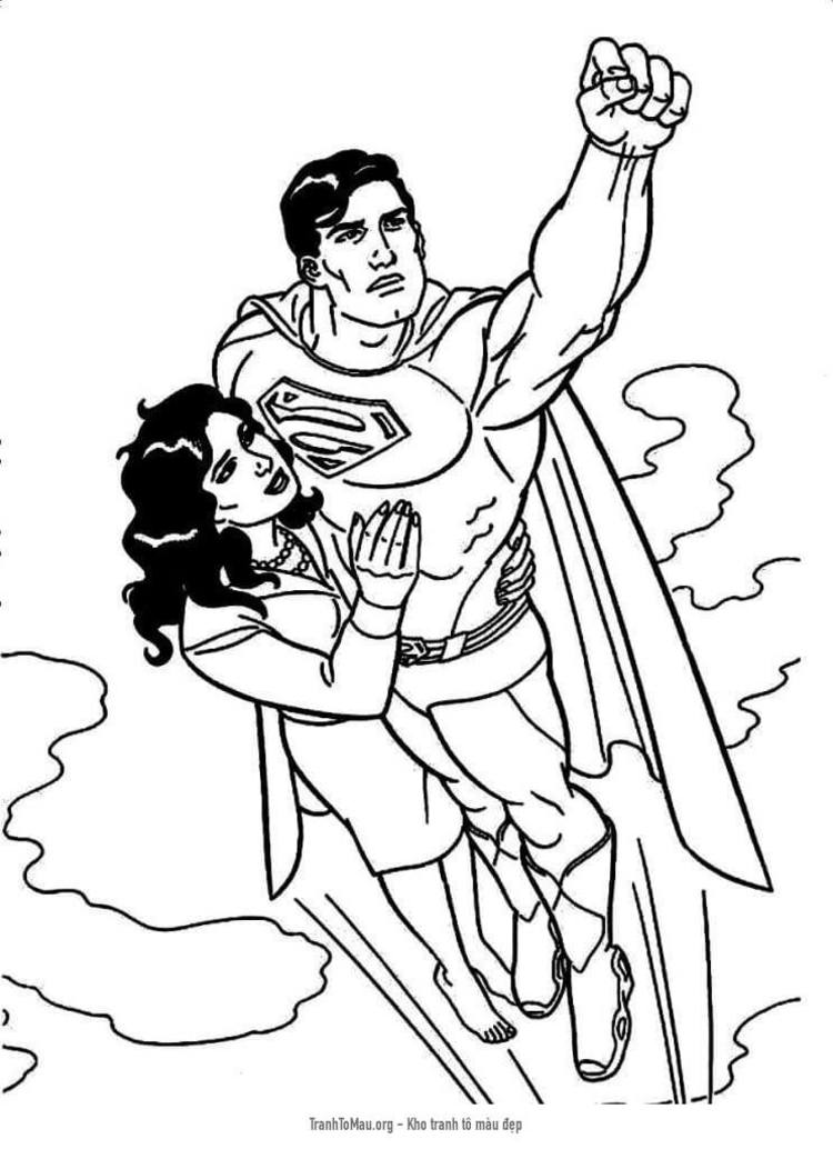 Tải tranh tô màu Siêu Nhân Superman và Lois Lane