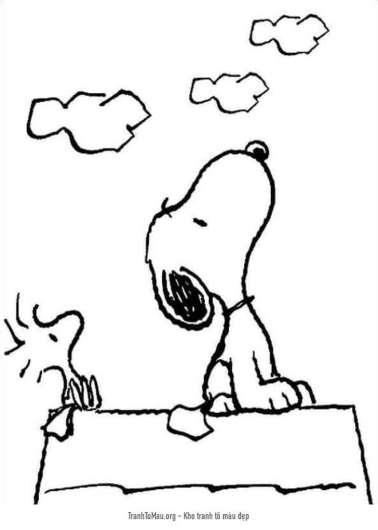 Tải tranh tô màu Snoopy Nhìn Lên Bầu Trời