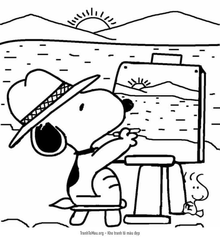 Tải tranh tô màu Snoopy Vẽ Tranh