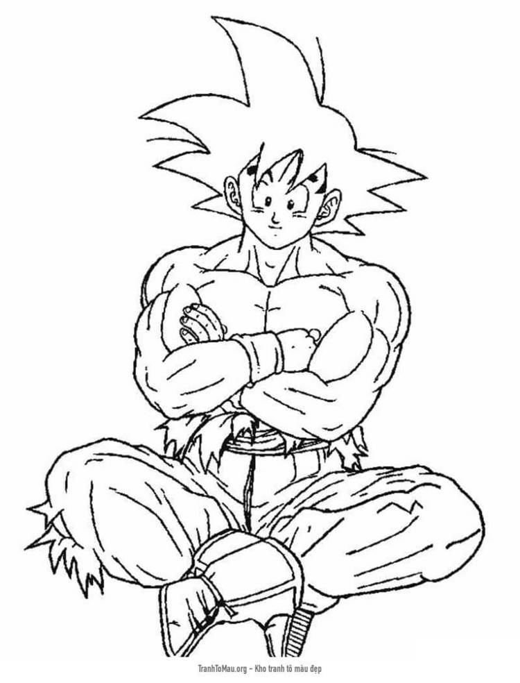 Tải tranh tô màu Son Goku Đang Ngồi