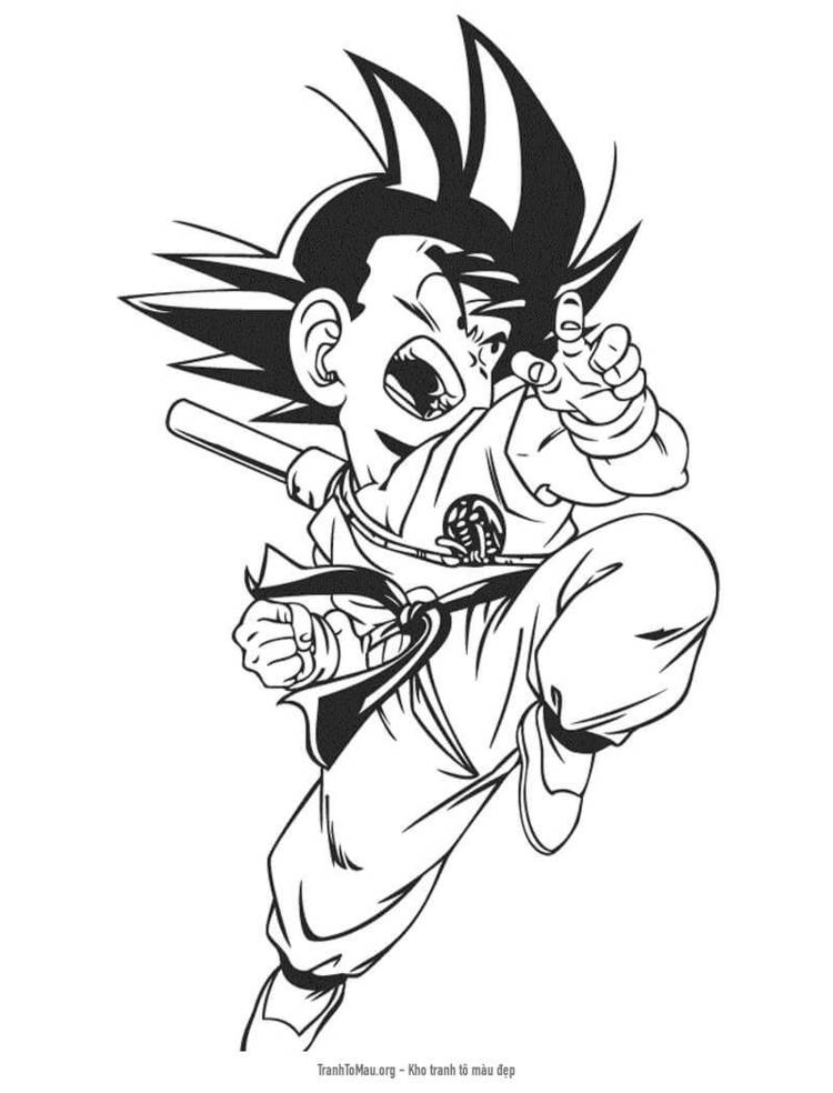 Tải tranh tô màu Son Goku Nhỏ Bé Tức Giận