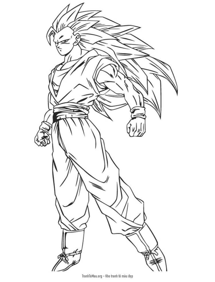 Tải tranh tô màu Son Goku Siêu Saiyan 3