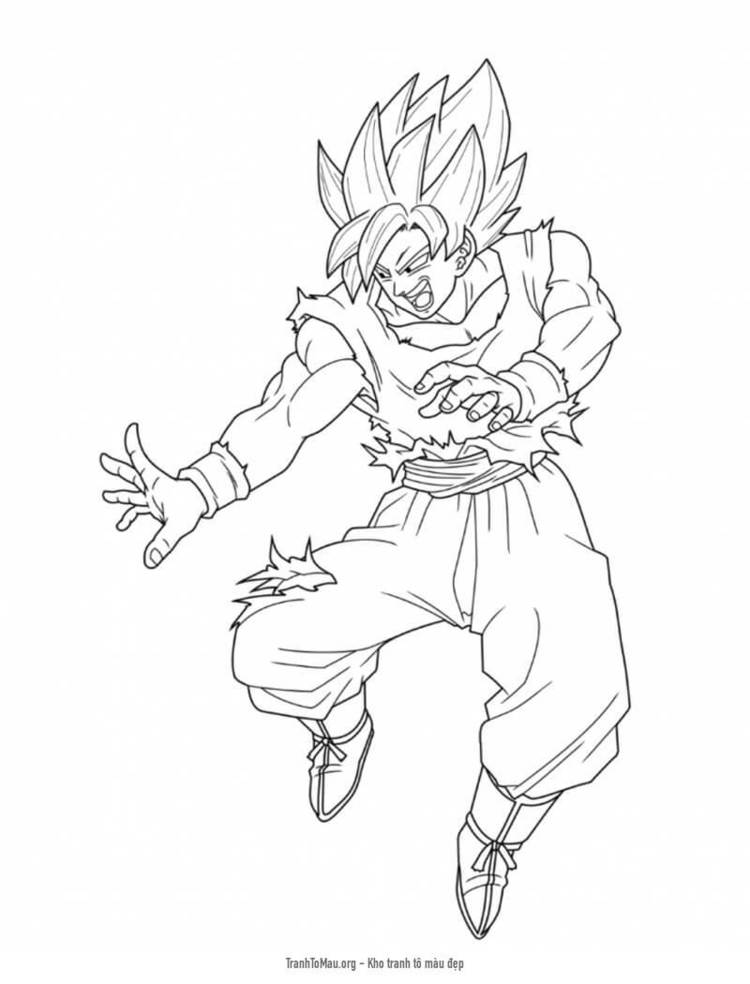 Tải tranh tô màu Son Goku Siêu Saiyan