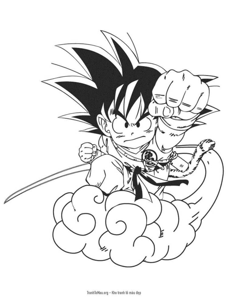 Tải tranh tô màu Son Goku Trên Cân Đẩu Vân