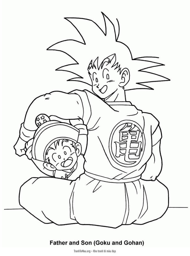 Tải tranh tô màu Son Goku và Son Gohan