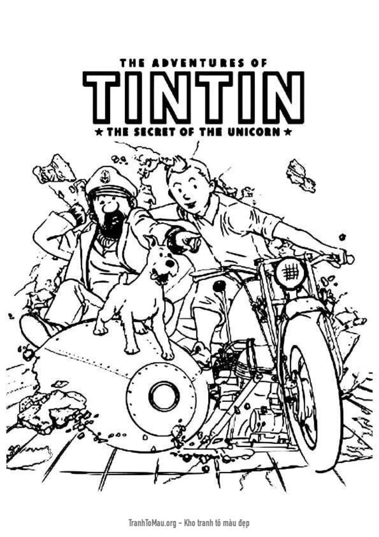 Tải tranh tô màu Tintin Phiêu Lưu