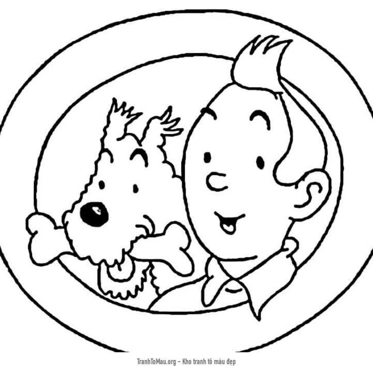 Tải tranh tô màu Tintin Vui Vẻ