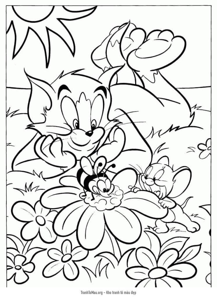 Tải tranh tô màu Tom và Jerry và Chú Ong