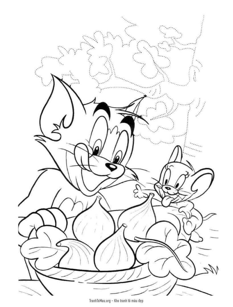 Tải tranh tô màu Tom và Jerry và Đĩa Hoa Quả