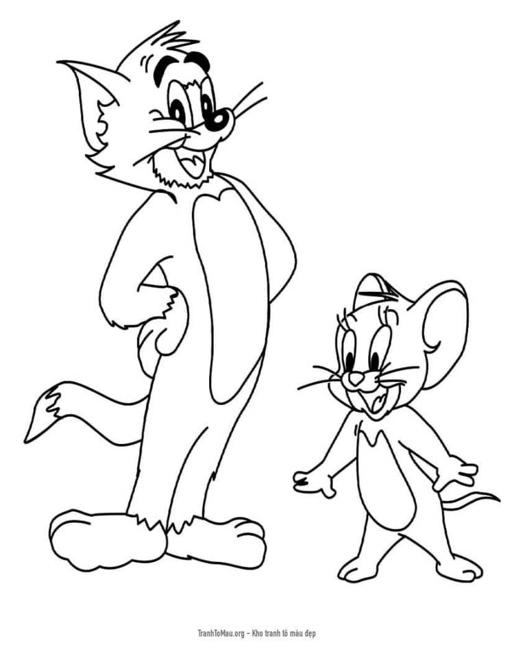 Tải tranh tô màu Tom và Jerry Vui Vẻ