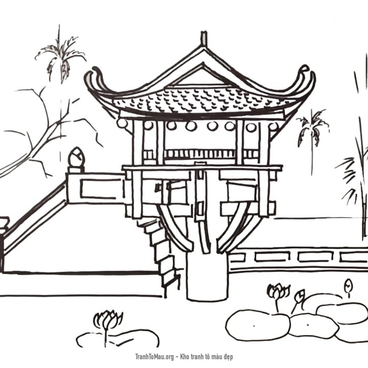 Tranh chùa Một Cột  tranh phong cảnh nghệ thuật  Gốm sứ HCM