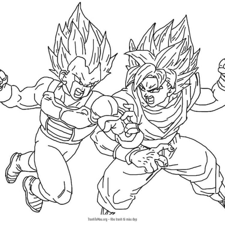 Tải tranh tô màu Vegeta Đánh Nhau Với Goku