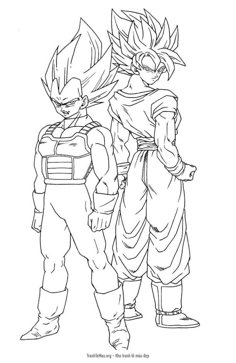 Tải tranh tô màu Vegeta và Goku