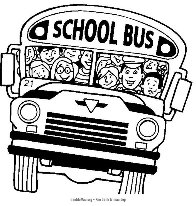 Tải tranh tô màu Xe Bus Chở Những Em Bé Đến Trường