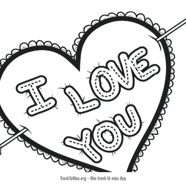 Tải tranh tô màu trái tim valentine i love you