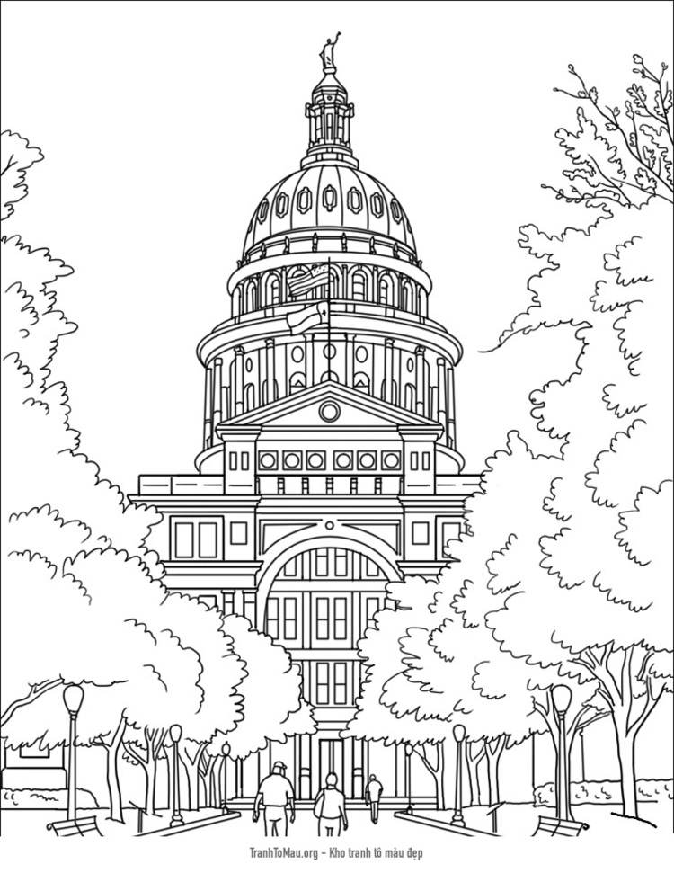 Tải tranh tô màu tòa nhà đại hội texas
