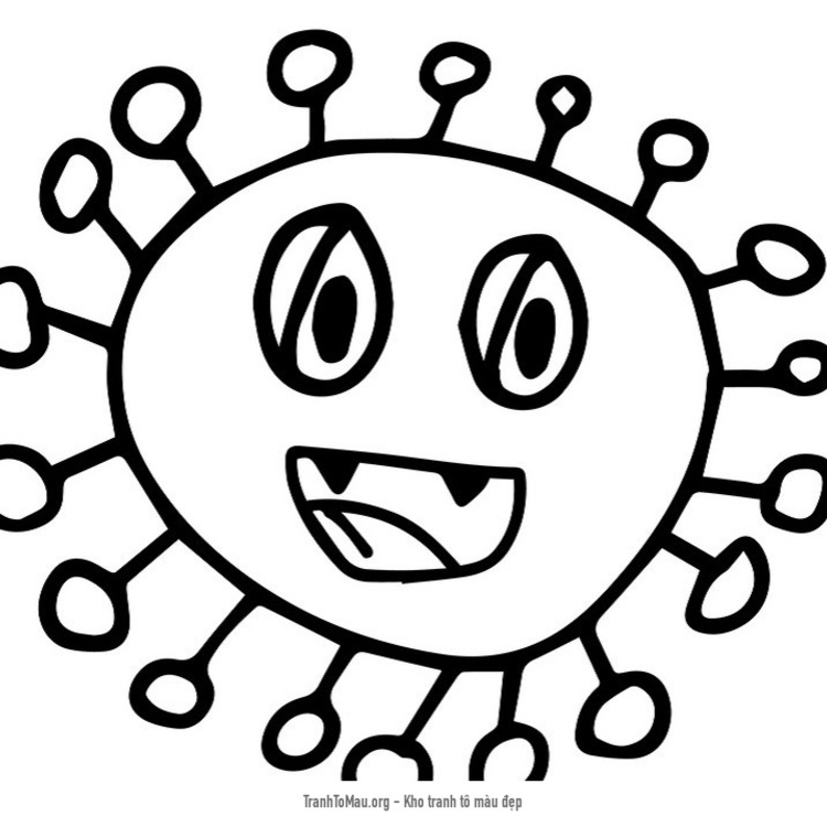 Tải tranh tô màu virus corona cười
