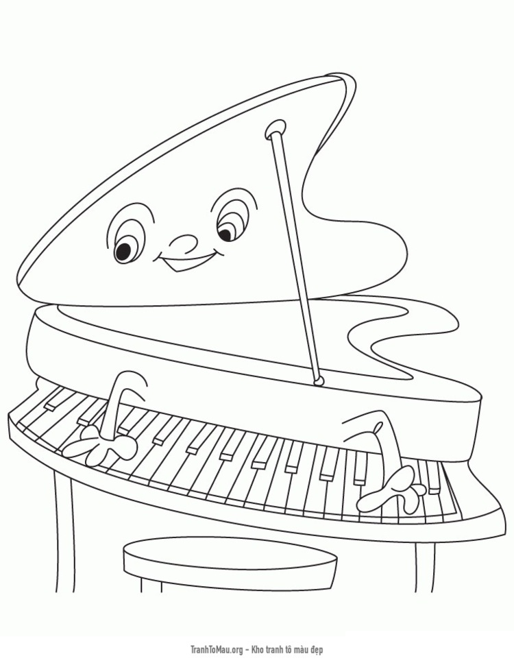 Tải tranh tô màu đàn piano đang chơi